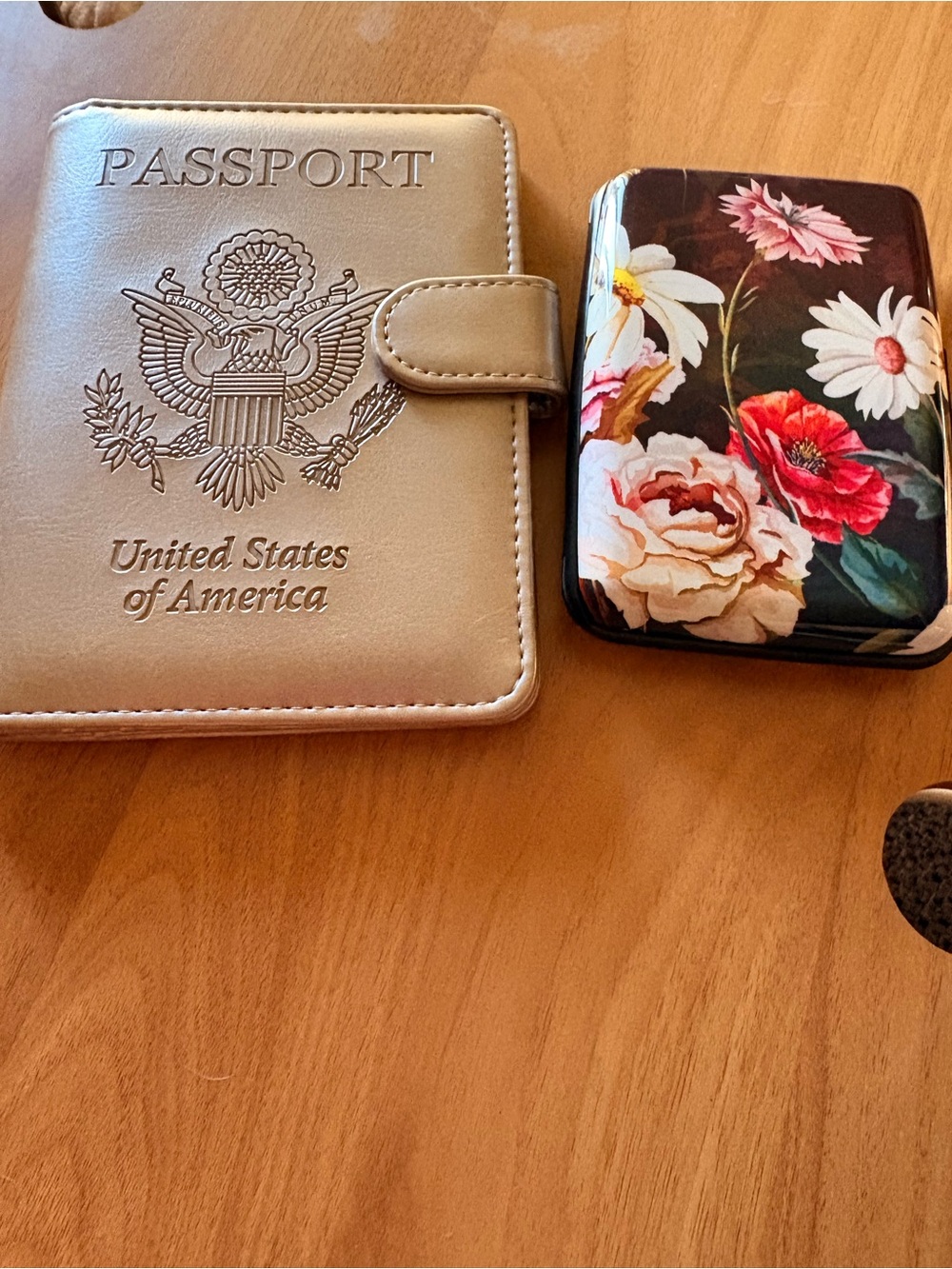 Metallic Gold Passport & Card Holder - Women Accessories